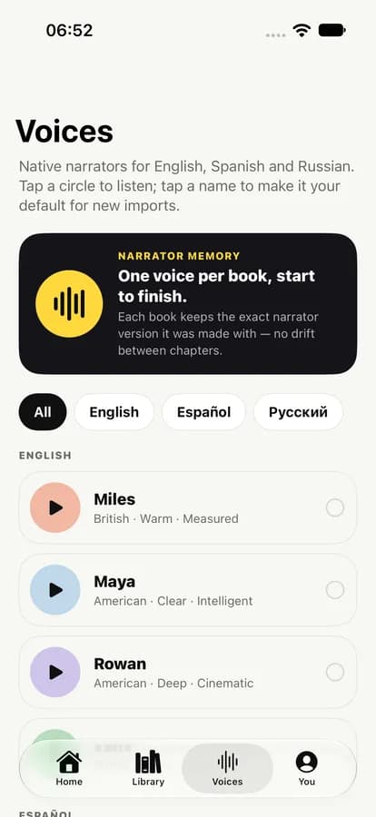 Narrators by language