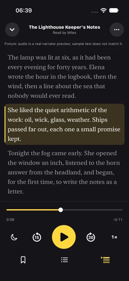 Player with follow-along text