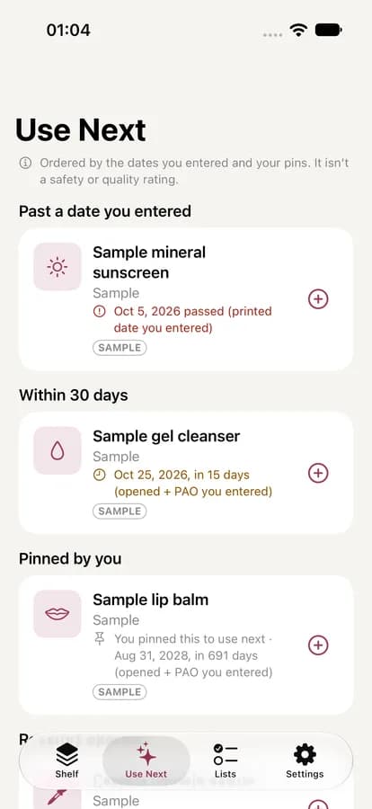 Use Next list ordered by the dates you entered